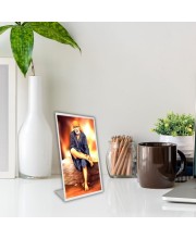 Car Desk/Table Top Shirdi Sai Baba Acrylic L-Style Photo Stand - 2.5x3.5 Inches, Compact And Stylish Spiritual Display (F6733)
