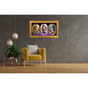 Baby Krishna Photo Frame - 8x14 Inch Brown Wooden Frame | Hindu Gods Wall Decor For Home & Office