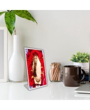 Car Desk/Table Top Devi Sarada Maa Acrylic L-Style Photo Stand - 2.5x3.5 Inches, Compact And Stylish Spiritual Display (F6728)