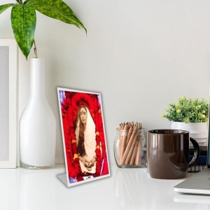 Car Desk/Table Top Devi Sarada Maa Acrylic L-Style Photo Stand - 2.5x3.5 Inches, Compact And Stylish Spiritual Display (F6728)