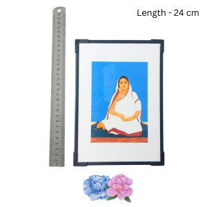 Hitech Sales Baro Maa Wooden Laminated Photo Frame with Stand for Pooja Room, Temple, Home Decor, Gift (Wallmount and Tabletop, 24 x 17 cm)