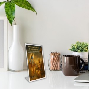 Car Desk/Table Top Lord Krishna And Arjuna. Acrylic L-Style Photo Stand - 5x7 Inches, Compact And Stylish Spiritual Display (F6679)