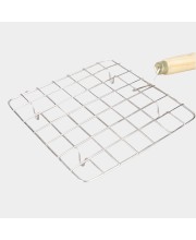 Stainless Steel Wire Roaster with Wooden Handle, for Square Roaster - 17.6 cm X 17.6 cm, for Round Roaster- 18 cm Diameter (Pack of 1)