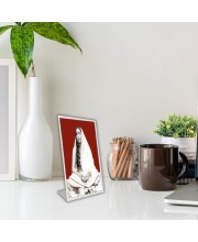 Car Desk/Table Top Shree Sarada Maa Acrylic L-Style Photo Stand - 2.5x3.5 Inches, Compact And Stylish Spiritual Display (F6697)