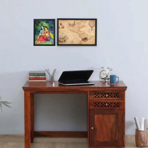 Hitech Sales Radha and Krishna Photo Frame for Pooja Room, Temple Decor, Home Decoration and Gifting (Wall and Tabletop, Rectangular, Printed Photo, 7.12 x 9.12 inches Frame, Black, Polystyrene)