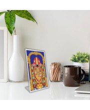 Car Desk/Table Top Tirupati Balaji Acrylic L-Style Photo Stand - 2.5x3.5 Inches, Compact And Stylish Spiritual Display (F6735)
