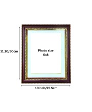 Vintage Wooden Photo Frame with Decorative Gold Border – Wall & Tabletop Display, Fits 6x8 Inch Pictures, Certificates, Artwork (Mahogany Brown with Gold Trim)