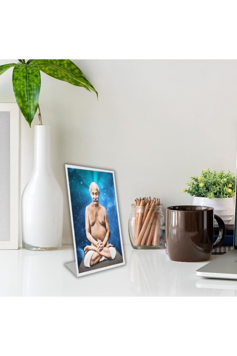 Car Desk/Table Top Shri Lahiri Mahashaya Acrylic L-Style Photo Stand - 5x7 Inches, Compact And Stylish Spiritual Display (F6720)