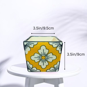 Handcrafted Ceramic Square Pot with Floral Design | Multicolor Decorative Plant Pot for Indoor Plants, & Home Décor Handcrafted Ceramic Square Pot with Floral Design | Multicolor Decorative Plant Pot for Indoor Plants, & Home Décor
