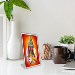 Car Desk/Table Top Divine Krishna Acrylic L-Style Photo Stand - 5x7 Inches, Compact And Stylish Spiritual Display (F6724)