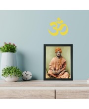 Hitech Sales Swami Vivekananda Polystyrene Photo Frame for Pooja Room, Temple Decor, Home Decoration and Gifting (Wall and Tabletop, Rectangular, Printed Photo, 7.12 x 9.12 inches Frame, Black)