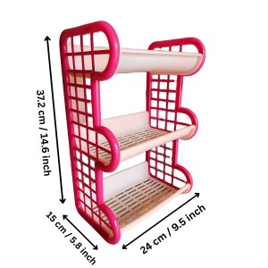 3-Tier Plastic Storage Rack Shelf for Kitchen, Bathroom, or Office | Multipurpose Organizer | Durable & Lightweight | Pink & Beige 3-Tier Plastic Storage Rack Shelf for Kitchen, Bathroom, or Office | Multipurpose Organizer | Durable & Lightweight | Pink & Beige