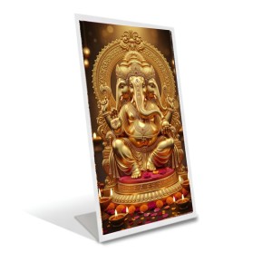 Car Desk/Table Top Lord Ganesha Acrylic L-Style Photo Stand - 2.5x3.5 Inches, Compact And Stylish Spiritual Display (F6672)