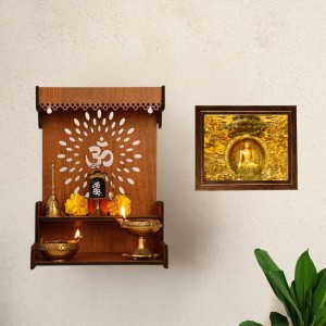 Hitech Sales Golden Buddhan Wall Painting Photo Frame for Pooja Room, Temple Decor, Home Decoration and Gift (Wall and Tabletop, Rectangular, Printed Photo, 12 x 14 inches Frame, Brown)
