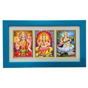 Hi tech Sales Dhan-laxmi, Ganesh, saraswati photo frame || synthetic photo Frame with Glass || Three Gods in Single Frame (Multicolor) for wall, living room, gifts, pooja (Skyblue) Hi tech Sales Dhan-laxmi, Ganesh, saraswati photo frame || synthetic photo Frame with Glass || Three Gods in Single Frame (Multicolor) for wall, living room, gifts, pooja (Skyblue)