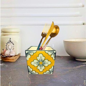 Handcrafted Ceramic Square Pot with Floral Design | Multicolor Decorative Plant Pot for Indoor Plants, & Home Décor Handcrafted Ceramic Square Pot with Floral Design | Multicolor Decorative Plant Pot for Indoor Plants, & Home Décor