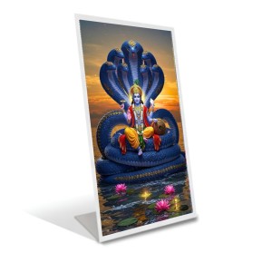 Car Desk/Table Top Lord Vishnu Acrylic L-Style Photo Stand - 2.5x3.5 Inches, Compact And Stylish Spiritual Display (F6664)
