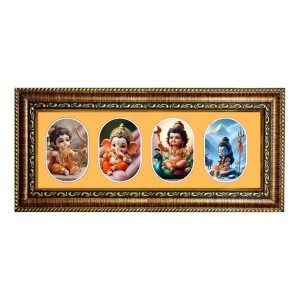 Baby God Raam, Ganesh, Karthik, Shiv Photo Frame - 8x14 Inch Brown Wooden Frame | Hindu Gods Wall Decor For Home & Office Baby God Raam, Ganesh, Karthik, Shiv Photo Frame - 8x14 Inch Brown Wooden Frame | Hindu Gods Wall Decor For Home & Office