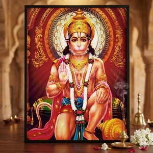 HiTech Sales Sri Hanuman Ji Photo Frame 16x20 Inch | Multicolor Wood Laminated Frame for Wall & Table | Hindu God Hanuman Devotional Photo Frame for Puja Room, Living Room & Study | Divine Home Decor & Gift Item