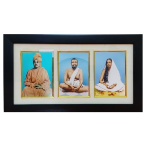 Hi tech Sales Swami Vivekananda & Ramkrishna Paramahansa & Sarada Maa photo frame | synthetic photo Frame with Glass | For wall, living room, gifts, pooja (Multicolor) (Black)