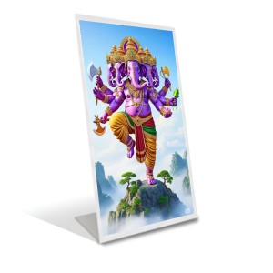 Car Desk/Table Top Lord Machamukh Ganesha Acrylic L-Style Photo Stand - 5x7 Inches, Compact And Stylish Spiritual Display (F6661)