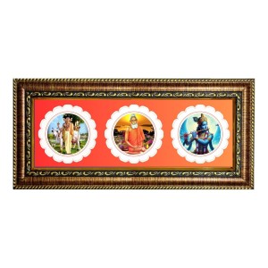 Shri Dhattatreaya, Lokenath Baba,krishna Photo Frame - 8x14 Inch Brown Wooden Frame | Hindu Gods Wall Decor For Home & Office Shri Dhattatreaya, Lokenath Baba,krishna Photo Frame - 8x14 Inch Brown Wooden Frame | Hindu Gods Wall Decor For Home & Office