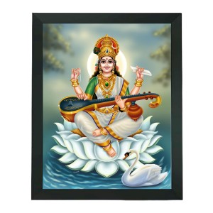 Hitech Sales Devi Saraswati Maa Polystyrene Photo Frame for Pooja Room, Temple Decor, Home Decoration and Gifting (Wall and Tabletop, Rectangular, Printed Photo, 7.12 x 9.12 inches Frame, Black) Hitech Sales Devi Saraswati Maa Polystyrene Photo Frame for Pooja Room, Temple Decor, Home Decoration and Gifting (Wall and Tabletop, Rectangular, Printed Photo, 7.12 x 9.12 inches Frame, Black)
