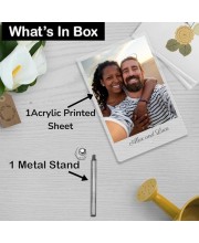 HiTechSales Customised Photo and Text Frame Personalized with Metal Removable Stand, Table Top Photo Frames, Photo Frame Anniversary and Gift Birthday (Transparent Acrylic, 6 X 9 Inches)