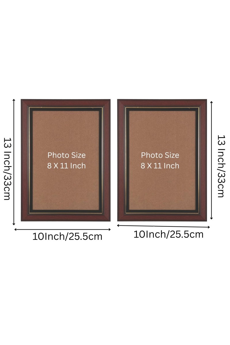 Set of 2 Brown & Black Photo Frames for Wall & Table Décor – Classic Wooden Look Empty Picture Frames for Home & Office, Display Portrait or Landscape Orientation