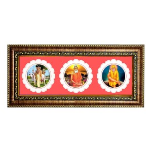 Shri Dhattatreaya, Lokenath Baba, Sai Baba Photo Frame - 8x14 Inch Brown Wooden Frame | Hindu Gods Wall Decor For Home & Office Shri Dhattatreaya, Lokenath Baba, Sai Baba Photo Frame - 8x14 Inch Brown Wooden Frame | Hindu Gods Wall Decor For Home & Office
