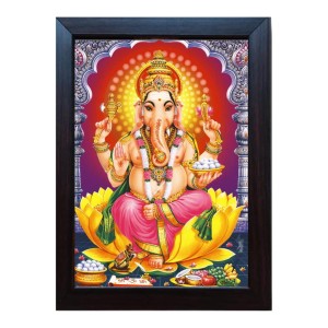 Hitech Ganesh/Ganpati Ji On Lotus With Mushakraj Laminated photo frame for Wall, Temple, Outdoor Spaces Home Decor, gifts (Pvc Frame and Front - Glass, 8 x 6 inch) Hitech Ganesh/Ganpati Ji On Lotus With Mushakraj Laminated photo frame for Wall, Temple, Outdoor Spaces Home Decor, gifts (Pvc Frame and Front - Glass, 8 x 6 inch)