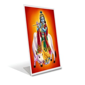 Car Desk/Table Top Divine Krishna Acrylic L-Style Photo Stand - 5x7 Inches, Compact And Stylish Spiritual Display (F6724)