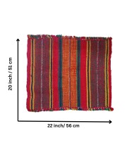 Hitech Sales Handmade Cotton Jute Aasan Mat for Pooja – Traditional Indian Prayer Mats with Multicolor Stripes – Recycled Fabric Woven Floor Mats for Meditation, Temple, or Home Use (10)