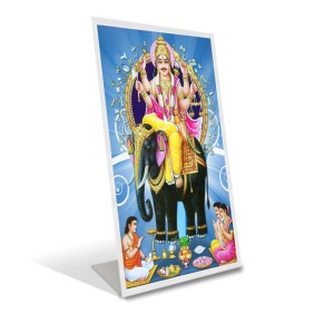 Car Desk/Table Top Lord Vishwakarma Acrylic L-Style Photo Stand - 2.5x3.5 Inches, Compact And Stylish Spiritual Display (F6718)