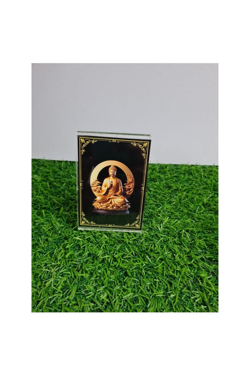 HiTechMart Golden Buddha Acrylic Photo Frame – Divine Meditation Wall Art for Home, Office & Pooja Room, Feng Shui Spiritual Décor