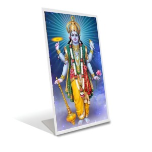 Car Desk/Table Top God Vishnu Acrylic L-Style Photo Stand - 2.5x3.5 Inches, Compact And Stylish Spiritual Display (F6736)