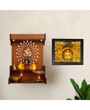 Hitech Sales Golden Buddha Wall Painting Photo Frame for Pooja Room, Temple Decor, Home Decoration and Gift (Wall and Tabletop, Rectangular, Printed Photo, 12 x 14 inches Frame, Brown)