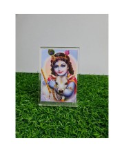 HiTechMart Shree Krishna with Divine Cow Acrylic Photo Frame – Hindu Spiritual Home Décor, Religious Gift, Desk & Wall Art
