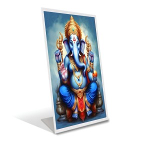Car Desk/Table Top Lord Ganesh Acrylic L-Style Photo Stand - 5x7 Inches, Compact And Stylish Spiritual Display (F6732)