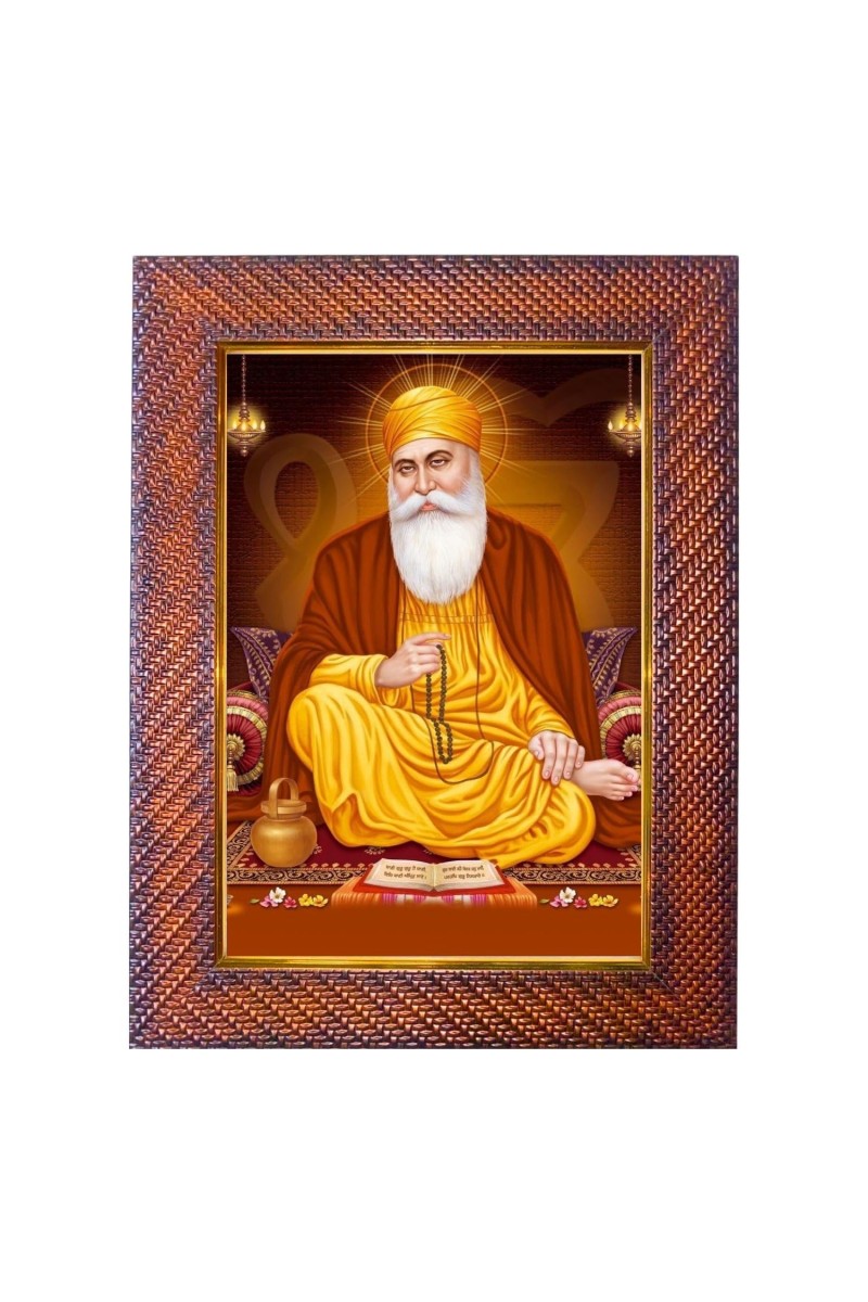 Guru Nanak Photo Frame 17X21 Inch Religious Wall & Table Decor Frame | Guru Nanak Spiritual Photo Frame For Home, Temple & Office | Decorative Hindu God & Goddess Frame (Pack Of 1) (F18245)