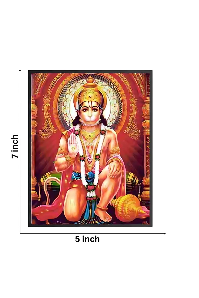 Hi Tech Sales Sri Hanuman Ji Photo Frame 5x7 Inch | Multicolor Wood Laminated Frame for Wall & Table | Bajrangbali Devotional Photo Frame for Puja Room, Living Room & Study | Spiritual Home Decor & Gift Item
