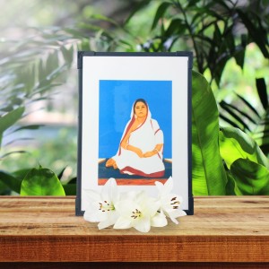 Hitech Sales Baro Maa Wooden Laminated Photo Frame with Stand for Pooja Room, Temple, Home Decor, Gift (Wallmount and Tabletop, 24 x 17 cm)