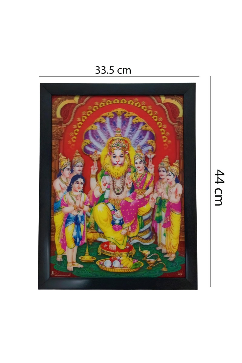 Hitech Narasimha 3D Laminated Photo Frame - Perfect Décor for Walls, Tables, and Sacred Spaces. Great for Gifts, Puja, and Elevating Living Room Ambiance