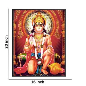 HiTech Sales Sri Hanuman Ji Photo Frame 16x20 Inch | Multicolor Wood Laminated Frame for Wall & Table | Hindu God Hanuman Devotional Photo Frame for Puja Room, Living Room & Study | Divine Home Decor & Gift Item