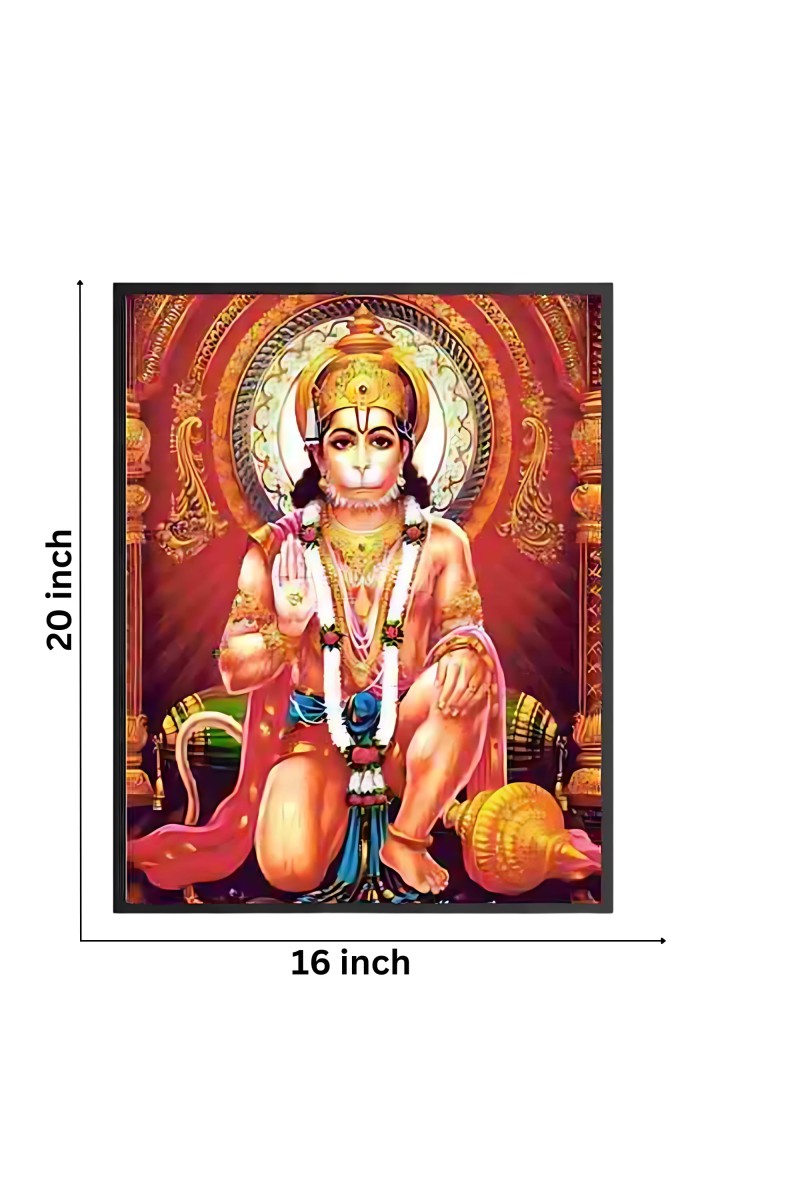 HiTech Sales Sri Hanuman Ji Photo Frame 16x20 Inch | Multicolor Wood Laminated Frame for Wall & Table | Hindu God Hanuman Devotional Photo Frame for Puja Room, Living Room & Study | Divine Home Decor & Gift Item