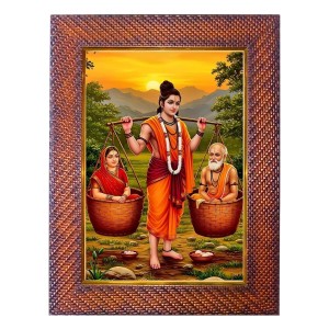 Lord Vishnu Narsinha Avatar Photo Frame 13X17 Inch Religious Wall & Table Decor Frame | Lord Vishnu Narsinha Avatar Spiritual Photo Frame For Home, Temple & Office (F18183X13X17)