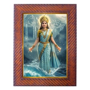Mata Ganga Photo Frame 10x14 Inch Religious Wall & Table Decor Frame | Mata Ganga Spiritual Photo Frame For Home, Temple & Office | Decorative Hindu God & Goddess Frame (Pack Of 1) (F18228)