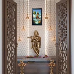 Hitech Sales Jai Hanuman Wall-Mount Polystyrene Photo Frame Home Decoration and Gifting, 9.6 x 15.6 inches Black Frame (Pack of 1, Printed Photo)