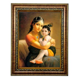 Hi Tech Sales Bal Krishna and Yashoda Maiyya Photo Frame for Office, Wall/Table, Study room & living room, gifts | PVC Frame & Front Face - Glass