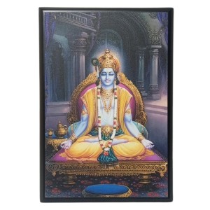 Wooden Photo Frame of Bhagban Krishna as Yogeshvara | Lord of Yoga Wall Hanging and Table Stand Frame for Home, Temple, and Office Decor